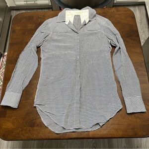 Rag & Bone Redwood Cotton-Blend Shirt Striped Button Down Cotton Silk Size S